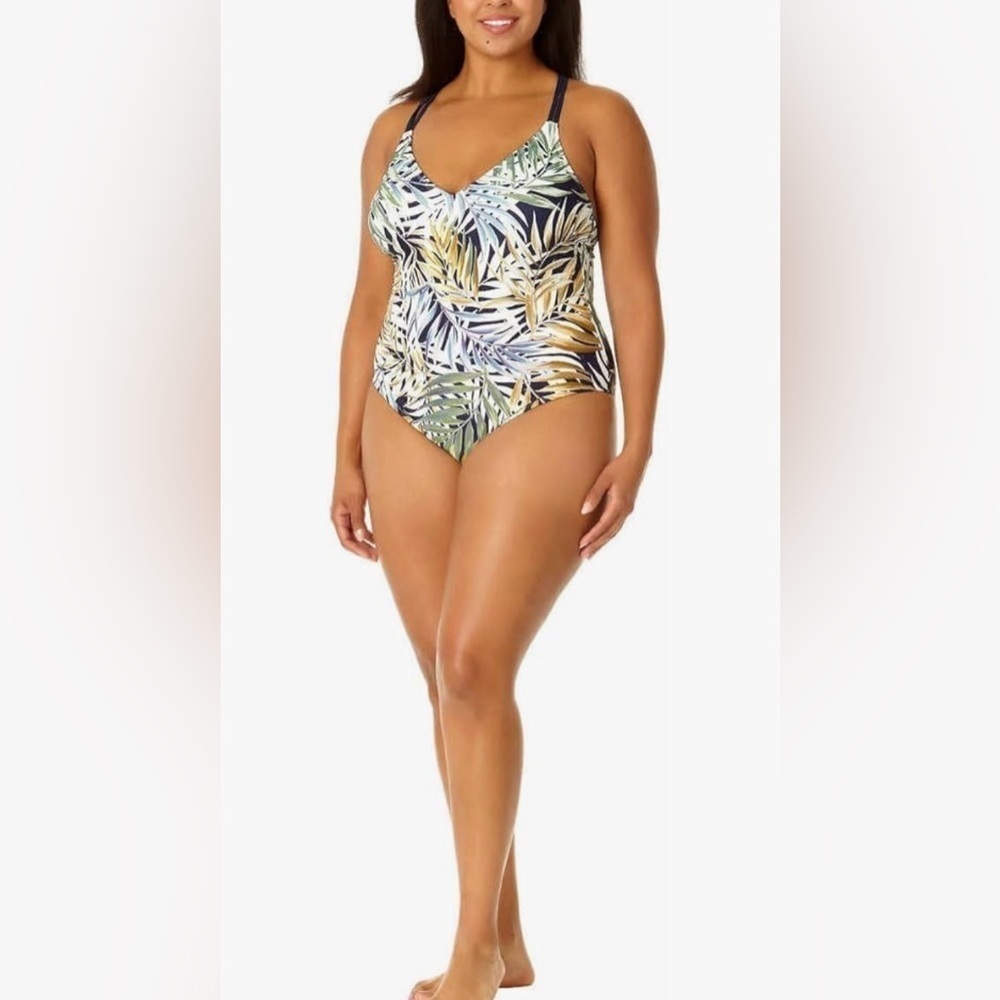 Hurley Tropical Leaf Print One-Piece Swimsuit